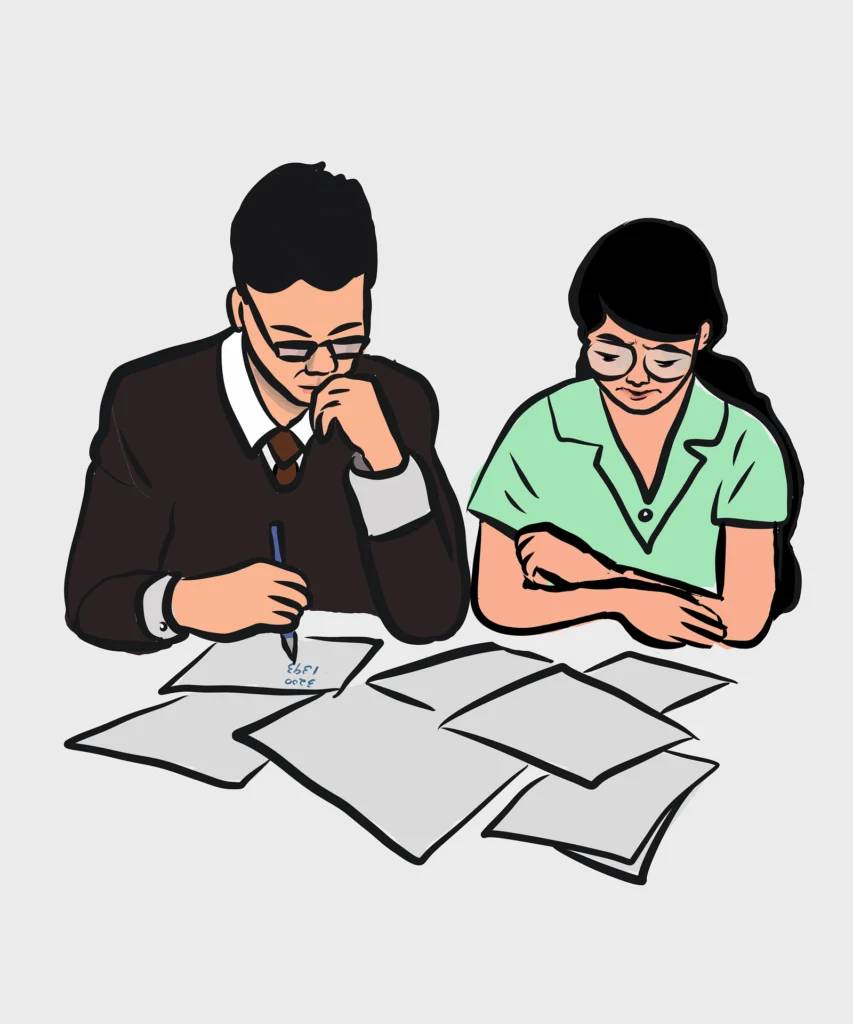 Illustration of a couple worried about finances, symbolizing how couples can manage money without fighting by planning, budgeting, and working together.